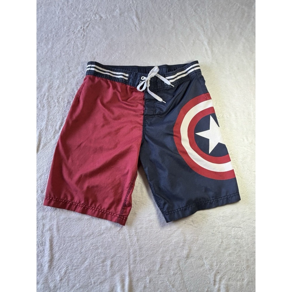 Marvel Captain America‎ Men's Board Shorts Swim Trunks Size M, Lined Drawstring